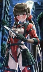 ai_generated assassin black_thong combat_gloves combat_knife danganronpa danganronpa_v3 harukawa_maki sexy stoic tactical_gear