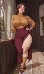 ai_assisted ai_generated glasses orange_topwear red_skirt scooby-doo scooby-doo!_mystery_incorporated sexy velma_(series) velma_dinkley vendetta_ai