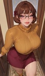 ai_assisted ai_generated glasses orange_topwear red_skirt scooby-doo scooby-doo!_mystery_incorporated sexy velma_(series) velma_dinkley vendetta_ai