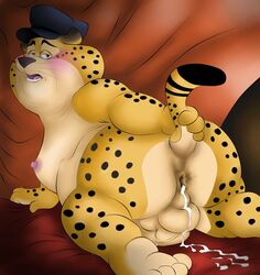 anthro anus ass balls benjamin_clawhauser blush cheetah cum cum_in_ass cum_inside disney feline gay male male_only mammal nipples obese overweight penis perineum shadowkan666 yaoi zootopia