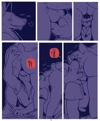 2boys ?! anal anthro anus ass butt_grab canine clothing comic donnie_(glitter_trap_boy) erection furry gay glitter_trap_boy hand_on_ass hi_res jesse_(glitter_trap_boy) jewelry licking male male_focus male_only mammal monochrome necklace oral original original_character original_characters panting partially_colored rimming sex shirt tank_top testicles testicles_on_face tongue tongue_out white_border yaoi