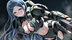 ai_generated blush cosplay damaged_armor danganronpa danganronpa_v3 sexy shirogane_tsumugi solo