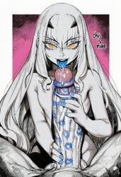 1boy 1girl 2026 2d absurd_res absurd_resolution absurdres ai_generated blue_nails breasts brutus_(artist) censored cum erection fate/grand_order fate_(series) fellatio forked_eyebrows hetero hi_res high_quality high_resolution highres huge_penis image large_penis lipstick_mark long_hair looking_at_viewer melusine_(fate) monochrome open_mouth oral penis pov pov_crotch saliva shiny_skin sidelocks small_breasts solo_focus spot_color tongue tongue_out uncensured veins veiny_penis white_hair yellow_eyes