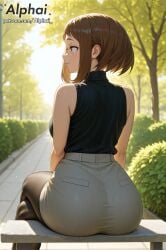 1girl 2025 2026 4k absurd_res absurdres ai ai-created ai-generated ai_art ai_assisted ai_generated alphai anime ass back_view big_ass blushing boku_no_hero_academia breasts brown_hair bubble_butt bush cinematic_lighting close-up colorful_background crossed_legs depth_of_field detailed_hair detailed_skin detailled_background dramatic_shadows eyelashes eyeliner female_face female_focus female_only female_thick_thighs high_quality high_resolution highres large_ass legs light-skinned_female light_skin looking_away my_hero_academia naughty_face ochako_uraraka office_clothing office_skirt outdoors pantyhose particles patreon patreon_link patreon_url patreon_username raised_eyebrows seductive_eyes short_hair sleeveless solo straight thick_thighs thighs volumetric_lighting watermark wide_hips