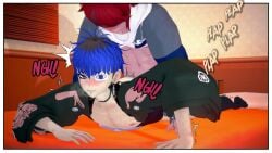 anal_penetration blue_hair bookie gay gay_anal gay_male gay_sex lying_down penetration red_hair takumi_sumino the_hundred_line_-last_defense_academy- yugamu_omokage