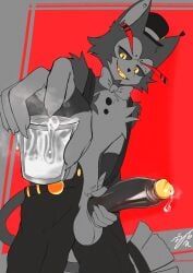 absurd_res animal_humanoid bodily_fluids bodily_fluids_drip bodily_fluids_on_penis bottomwear bottomwear_down bottomwear_pull bow_tie cat_humanoid chest_fur chest_tuft claws clothed clothing clothing_pull container cum cum_drip cum_dripping_from_penis cup demon domestic_cat drinking_glass dripping erection felid felid_humanoid feline feline_ears feline_humanoid felis fluffy fluffy_chest fur genital_fluids genitals glass glass_container glass_cup half-erect hat hazbin_hotel headgear headwear heart_symbol hellaverse hi_res holding_object holding_penis holding_shot_glass humanoid humanoid_genitalia humanoid_penis husk_(hazbin_hotel) hybrid leaning leaning_forward male mammal mammal_humanoid multicolored_body multicolored_fur nails open_bottomwear open_clothing open_pants pants pants_down pants_pull partially_clothed penis penis_tip sharp_fangs sharp_nails sharp_teeth shot_glass shot_glass_full_of_cum smile smiling_at_viewer smirk smirking_at_viewer suspenders tabascomilk tail teeth top_hat tuft two_tone_body two_tone_fur unbuttoned_pants