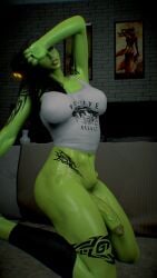 1futa 1girls 3d 4k bed bedroom big_lips big_penis black_hair bra chromatic_aberration crashbanditkut eyebrows eyeshadow fat_lips female female_focus fit fit_female fit_futa futanari green_skin hair hi_res high_resolution highres huge_cock intersex lips long_hair looking_at_viewer muscular muscular_female muscular_futa nail_polish nails navel nose_piercing on_knees orc orc_female orc_futa original original_character pants peace_sign penis piercing purple_eyes septum_piercing shirt solo sweat sweatdrop sweating tattoo tattoos thick thick_thighs veiny_penis virt-a-mate virtamate