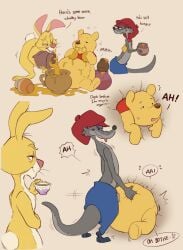 4pcsset anal anthro anthro_on_anthro bear bunny coffee dialogue disney english_text gay hi_res honey humor looking_at_another male male_only moaning plushie pooh_bear rabbit rabbit_(winnie_the_pooh) rape stan_the_woozle stuck stuck_in_wall text weasel weight_gain winnie_the_pooh winnie_the_pooh_(franchise)