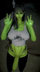 1futa 1girls 3d 4k bed bedroom big_lips big_penis black_hair bra chromatic_aberration crashbanditkut eyebrows eyeshadow fat_lips female female_focus fit fit_female fit_futa futanari green_skin hair hi_res high_resolution highres huge_cock intersex lips long_hair looking_at_viewer muscular muscular_female muscular_futa nail_polish nails navel nose_piercing orc orc_female orc_futa original original_character pants peace_sign penis piercing purple_eyes septum_piercing shirt solo sweat sweatdrop sweating tattoo tattoos thick thick_thighs veiny_penis virt-a-mate virtamate