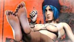 1girls 3d barefoot beanie beanie_hat blue_eyes blue_hair blunt breasts breasts_out chloe_price exposed_breasts feet feet_focus female female_only foot_fetish hat joint joint_in_hand life_is_strange looking_at_viewer marijuana marijuana_blunt marijuana_fumes mktrreekky nipples short_hair smoke smoke_from_mouth smoking smoking_weed sole_female soles solo solo_female solo_focus source_filmmaker stoner teasing teasing_viewer teenage_girl teenager tomboy viewed_from_below viewer_pov