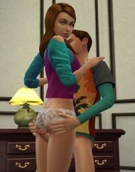 3d brother_and_sister brown_hair electronic_arts female incest male sims4 the_sims the_sims_4 tony_simmons underwear vanessa_simmons white_skin wicked_whims younger_female younger_male