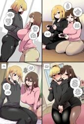 1girls ai_assisted ai_generated big_ass big_breasts big_butt confusion dominant dominant_female embarrassed english_text femboy femboysub feminine_male feminization huge_ass huge_breasts oc original proud scarabb submissive_male thick_thighs twintails twintails