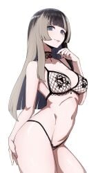 areolae_visible_through_clothing bare_legs breasts curvy curvy_figure daydarion_(artist) dayyo_(daydarion/day-chan) female female_only hololive hololive_dev_is hololive_japan juufuutei_raden light-skinned_female light_skin lingerie lingerie_bra lingerie_only lingerie_panties medium_breasts necklace nipple_bulge nipples_visible_through_clothing tagme thighs two_tone_hair underwear