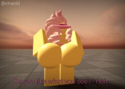 1girls 3d :3 artist_name ass ass_focus back backview baseplate behind behind_view big_ass big_butt dialog dialogue english_text female female_focus nude roblox robloxian saara_(utrenkl) self_upload sister standing text thick_ass thighs twitter_username vtrenkl yellow_body yellow_fur yellow_skin