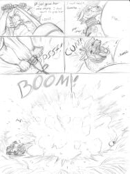 absurd_res air_inflation anthro bicycle_pump big_breasts blackfox85 blush bodily_fluids breast_expansion breasts canid canine closed_eyes clothing comic duo ear_piercing ear_ring english_text expansion expansion_sound_effect explosion female female_focus fox fox_spirit gin_(blackfox85) giraffid grass hi_res hose hose_inflation huge_breasts hyper hyper_breasts inflation jeep looking_pleasured male mammal monochrome motion_lines multiple_panels open_mouth orgasm orgasm_face piercing plant popping pumping ring_piercing rumbling savanna shirt small_comic smile sweat sweatdrop tall_grass text thoughts tongue tongue_out topwear torn_clothing