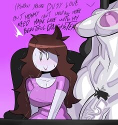 1futa 1girls age_difference clothed clothed_female clothed_female_nude_futa clothing daughter dialogue embarrassed english_text female female_pubic_hair futa_on_female futanari huge_cock incest jaiden jaiden_animations jaidens_mom large_penis looking_at_viewer mother mother_and_daughter nipples nude nude_futa open_mouth open_smile pink_background pubic_hair simple_background sitting size_difference sweat tayuri text trembling vein veins veiny veiny_penis white_body white_skin