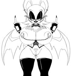 2017 anthro areola bat big_breasts breasts erect_nipples facial_piercing female furry genital_piercing huge_breasts lip_piercing mammal nipple_piercing nipples piercing pussy ravnic rouge_the_bat skimpy smile solo sonic_(series) wings