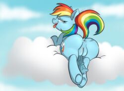 artist_request ass blue_skin earth_kingdom female furry hasbro horse male multicolored_hair my_little_pony pegasus penis rainbow_dash_(mlp) rainbow_hair straight tongue
