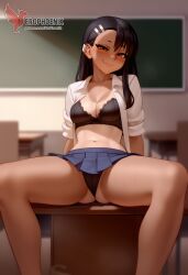 1girls 2d ai_generated areolae ass back bare_shoulders beach big_ass bikini bikini_pull black_hair blue_bikini blue_eyes brown_eyes competition_swimsuit dark_skin dark_skinned_female day erophoenix female female_focus full_body hairclip hayase_nagatoro jewelry long_hair looking_at_viewer nipples ocean one-piece_swimsuit one-piece_tan outdoors patreon_username please_don't_bully_me,_nagatoro sitting skin_fang sky small_breasts smile solo swimsuit tan tan_body tan_lines tanline thick thick_thighs uncensored