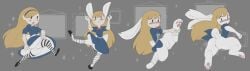2022 3_toes 4chan_anon :< :o accessory alice_(alice_in_wonderland) alice_in_wonderland alternate_species animal_humanoid anthro anus ass barely_visible_anus biped blonde_hair blue_clothing blue_dress blue_topwear blush bodily_fluids bottomless bottomless_anthro bottomless_female clothed clothed_anthro clothed_female clothed_human clothed_humanoid clothing coupon_alice digital_media_(artwork) digitigrade dress empty_eyes eyelashes feet female female_anthro female_human female_humanoid fingers flat_colors floppy_ears foot_grab footwear fully_clothed fully_clothed_female fully_clothed_human fur genital_fluids genitals grey_background hair hair_accessory hairband hi_res hindpaw human human_to_anthro humanoid lagomorph lagomorph_humanoid legwear leporid leporid_humanoid light_body light_skin long_hair lop_ears mammal mammal_humanoid monotone_body monotone_fur noseless one_leg_up open_mouth pattern_clothing pattern_legwear pattern_stockings pawpads paws pink_pawpads plantigrade rabbit rabbit_humanoid raised_leg running sequence shoes short_tail simple_background simple_eyes solo species_transformation stockings striped_clothing striped_legwear striped_stockings stripes stylized_empty_eyes surprise surprised_expression sweat tail toes topwear transformation transformation_sequence unknown_artist vaginal_fluids vulva white_body white_ears white_fur white_tail