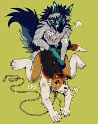 2025 animal_genitalia animal_penis anthro anthro_on_anthro anthro_on_bottom anthro_on_top birdpaw_(artist) black_back black_body black_eyes black_fur black_nose blue_body blue_ears blue_eyes blue_face blue_fur blue_hair blue_sclera blue_snout blue_stripes blue_tail bodily_fluids breath button_ears canid canine canine_genitalia canine_penis canis chest_tuft collar collar_only countershading digital_drawing_(artwork) digital_media_(artwork) domestic_dog dripping duo ear_piercing ear_ring erection facial_tuft floppy_ears full-length_portrait fur genital_fluids genitals green_background grey_body grey_fur hair hi_res high-angle_view holding_own_penis holding_penis hyena inner_ear_fluff knot leash licking licking_lips licking_own_lips male male/male male_anthro male_on_bottom male_on_top mammal multicolored_body multicolored_fur narrowed_eyes neck_tuft nude nude_anthro nude_male on_bottom on_top orange_body orange_fur penis penis_on_back piercing portrait precum precum_drip precum_on_back ring_piercing rope rope_leash simple_background smile striped_body striped_fur striped_hyena stripes sweat tail teal_inner_ear teal_inner_ear_fluff teal_penis tongue tongue_out tuft white_body white_fur yellow_body yellow_fur