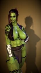 1futa 1girls 3d 4k areolae armor big_lips big_penis bra brown_hair chromatic_aberration crashbanditkut eyebrow_piercing eyebrows eyeshadow fat_lips female female_focus fit fit_female fit_futa futanari green_skin hair hi_res high_resolution highres huge_cock intersex lip_piercing lips looking_at_viewer medium_hair muscular muscular_female muscular_futa nail_polish nails navel nose_piercing orc orc_female original original_character penis piercing purple_eyes solo sweat sweatdrop sweating tattoo tattoos veiny_penis virt-a-mate virtamate wet wet_skin