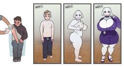 2024 absurd_res anthro ass_expansion big_breasts blackshirtboy boss_monster_(undertale) bovid breast_expansion breast_growth breasts brown_hair caprine clothing digital_media_(artwork) duo english_text expansion female footwear fur gender_transformation goat growth hand_on_breast hi_res high_heels horn horn_growth huge_breasts human human_to_anthro injection looking_at_viewer male mammal monster mtf_transformation nipples nude purple_clothing purple_footwear purple_high_heels sequence shoes simple_background smile species_transformation tail tail_growth text tf_into_fictional_character time_lapse toriel transformation undertale undertale_(series) vaccine white_body white_fur