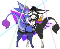 absurd_res alcohol anthro armwear artz beverage bottomwear bra chest_tuft clothed clothing crown duo ear_piercing ear_ring elbow_gloves female female/female fingerless_gloves fur garter_straps gloves handwear headgear hi_res hobkin holding_beverage holding_object legwear looking_at_viewer mammal multicolored_body multicolored_fur nikki_(nikki_forever) nipples panties piercing rear_view ring_piercing skimpy skirt stockings tail tail_tuft tattoo thick_thighs translucent translucent_clothing tuft two_tone_body two_tone_fur underwear wide_hips wulz_(wulzvr)