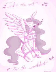 2017 alicorn anthro blush bondage bound breast_bondage breasts collar equine friendship_is_magic horn mammal my_little_pony nipples nude princess_molestia quakehoof rope singing wings