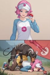1girls 2koma ai_generated blue_eyes canine canine_penis comic cross_section crossover crying cum cum_drip cum_in_pussy cum_inside dialogue doggy_style face_down_ass_up female feral feral_on_female feral_on_human forced_sex generation_2_pokemon houndoom instant_loss_2koma knot knotted_penis knotting maeve_(paladins) male motion_lines paladins paladins_(game) penis petite pink_hair plap pokeball pokemon pokemon_(species) pokemon_trainer pokephilia pussy rape ripped_clothing ripped_pantyhose rough_sex saliva saliva_drip short_hair tongue tongue_out top-down_bottom-up torn_clothes torn_pantyhose username37372 x-ray xray_view zoophilia
