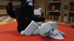 2boys 3d 3d_(artwork) 3d_animation against_wall anal anal_penetration anal_sex animated anthro backsack balls black_body black_fur black_hair black_pawpads black_paws black_tail books bookshelf boykisser canine carpet changed_(video_game) cowgirl_position cum_in_ass cum_inside dark_latex facesitting first_person_view frottage furry furry_male furry_only gay goo_creature handjob hotdogging_ass humanoid_penis kneeling kneeling_on_ground kneeling_oral_position kneeling_position latex_creature leaking_precum library longer_than_10_seconds longer_than_2_minutes longer_than_30_seconds longer_than_one_minute male male/male mp4 no_sound notedota on_floor oral oral_penetration oral_sex paws penis pink_pawpads pink_paws puro_(changed) roblox robloxian shorter_than_3_minutes skull_mask sucking sucking_penis tagme tail taker_pov tree video watching_masturbation white_body white_eyes white_fur white_hair white_tail wolf