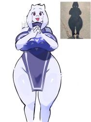 2d artist_name big_breasts curvy furry goat happy meme_reference milf monster monster_girl mother reference_image shadow thick_legs thick_thighs toriel toriel_(undertale) undertale undertale_(series)