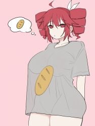 1girls baguette big_breasts bottomless bottomless_female breasts ccitrus0 closed_mouth clothed clothed_female clothing color curvy female female_focus female_only hair kasane_teto light_skin open_eyes red_eyes red_hair see-through simple_background solo_focus source standing thick_thighs thighs twitter_link utau voluptuous voluptuous_female wide_hips