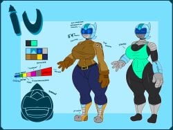 ass breasts character_sheet cute cute_face female information iu_(omegabrawl) large_ass large_breasts omegabrawl reference reference_image reference_sheet robot_girl wide_hips