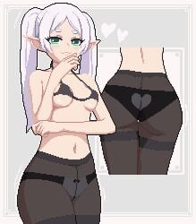 :3 ass big_ass big_breasts big_butt big_thighs big_titties bikini bikini_top breasts curvaceous curvaceous_female curvaceous_figure curvy curvy_figure curvy_hips female female_focus female_only frieren green_eyes lingerie long_hair panties panties_under_pantyhose pantyhose pixel_art pointy_ears seiko093 sousou_no_frieren thigh_highs twintails underwear white_hair
