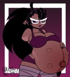 1_arm black_hair black_raisin_cookie bundle-of-kinks cookie_run cookie_run_kingdom pregnant pregnant_female