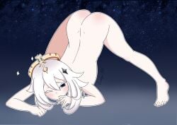 1girls ass ass_up barefoot completely_nude completely_nude_female female female_only full_body genshin_impact lewdciferart naked naked_female nude nude_female paimon_(genshin_impact) solo solo_female top-down_bottom-up