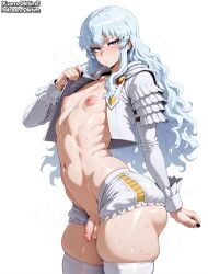 ai_generated androgynous berserk black_nails dlirtim_(artist) femboy gay girly griffith light-skinned_male light_skin male pale_skin penis puffy_nipples sissy small_penis trap wavy_hair white_hair
