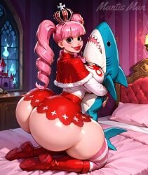 1girls ai_generated bedroom black_eyes blahaj blunt_bangs breasts capelet castle closed_mouth closed_smile crop_top crown curvy curvy_body curvy_female curvy_figure deviantart drill_hair female female_focus female_only hourglass_figure hourglass_figured_female huge_ass huge_butt huge_thighs hugging hugging_stuffed_animal indoors knee_boots kneeling kneeling_on_bed large_breasts light-skinned_female light_skin long_hair long_hair_female long_sleeves looking_at_viewer looking_back mantis_man one_piece perona perona_(one_piece) pink_bow pink_hair pink_hair_female red_capelet red_lips red_lipstick self_upload shirt signature skirt smile smiling smiling_at_viewer solo solo_female solo_focus stable_diffusion striped striped_legwear striped_thighhighs stuffed_animal stuffed_shark stuffed_toy thick_ass thick_hips thick_legs thick_lips thick_thighs thighhighs twintails voluptuous voluptuous_female watermark will_o_wisp