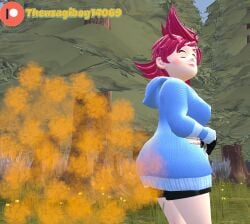 (theusagiboy1406) 1girls 3d 3d_(artwork) 3d_model 3d_render ass ass_focus bike_shorts clothed eyes_closed fart fart_cloud fart_fetish farting farts female female_focus female_only forest forest_background jacket kumatora mother_(series) mother_3 nintendo pink_hair red sfm source_filmmaker