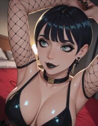 ai_generated benj17 feet female foot_fetish foot_focus foot_worship nude shiny_skin soles solo stable_diffusion sweat tamaki_yuzuriha toes uncensored watermark white_skin