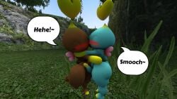 100acrew 1boy 1girls 2025 anthro blush breasts chao_(sonic) cheese_the_chao chocola_the_chao female hugging kissing male sega sfm sonic_(series) sonic_the_hedgehog_(series) source_filmmaker