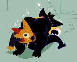 2022 3_toes almost_fully_inside anal anal_vore anthro anthro_pred anthro_prey anus ass belly big_belly black_body black_fur bodily_fluids bubble canid canine canon_x_oc digital_media_(artwork) duo fangs featureless_crotch feet feet_first fox fur gregg_lee lying male male/male male_pred male_prey mammal navel night_in_the_woods on_back open_mouth orange_body orange_fur pawplants purring sleeping sleeping_pred snot snot_bubble stomach_bulge struggling struggling_prey tail teeth text toes unaware_pred unwilling_prey veecee void_fluff vore