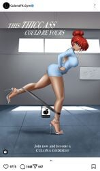 gym gym_uniform high_heels instagram linkartoon patreon_reward ranma-chan ranma_1/2 ranma_saotome red_hair working_out