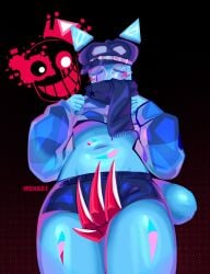 2boys artist_name blue_body blue_skin blush claws closed_eyes duo ear forsaken_(roblox) friend_(forsaken) gay glasses grin grinning groping hat headwear jsab just_shapes_and_beats male mokkat red_body red_skin roblox roblox_game sad_cube shirt_up tagme