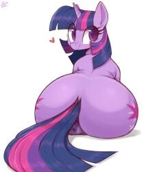 absurd_res aer0_zer0 anus ass big_butt equid equine eyelashes female feral friendship_is_magic hair hasbro hi_res horn looking_at_viewer looking_back mammal mouth_closed my_little_pony mythological_creature mythological_equine mythology pupils purple_body rear_view simple_background sitting smile solo tail twilight_sparkle_(mlp) unicorn