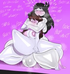 1girls age_difference balls belly_inflation big_balls black_hair blush bottomless bottomless_female closed_eyes clothed_sex completely_nude completely_nude_futa cum cum_in_pussy cum_inside cumflated_belly cumflation daughter deep_penetration dialogue english_text female futa/female futa_on_female futanari grabbing grabbing_from_behind heart huge_cock huge_testicles incest inflation jaiden jaiden_animations jaidens_mom large_penis looking_at_viewer mother mother_and_daughter nude nude_female nude_futa open_mouth open_smile partially_clothed penetration pink_background sex sex_from_behind simple_background sitting sitting_on_person size_difference stomach_bulge stomach_deformation stomach_inflation tayuri text vaginal vaginal_insertion vaginal_penetration vaginal_sex white_body white_skin