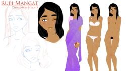 1girls black_hair bra breasts clothed_and_nude_version dark-skinned_female female female_focus female_only hairy_pussy hindu indian indian_clothes indian_female long_hair nipples nude nude_female panties pokadot_bra pokadot_panties pubic_hair purple_dress rainwater rupi_(rainwater) sketch small_breasts solo solo_female solo_focus tan-skinned_female tan_body tan_skin unshaved_pussy