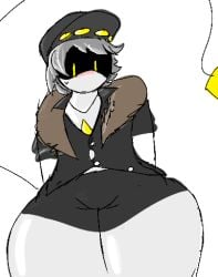 blush bulge drone femboy huge_thighs ivy_arts male male_only murder_drones n_(murder_drones) robot thick_thighs
