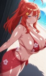 1girls ai_generated bikini breasts female female_focus female_only go-toubun_no_hanayome large_breasts light-skinned_female light_skin looking_at_viewer nakano_itsuki pink_hair shiny_skin swimsuit thick_thighs thighs wide_hips yuukiai